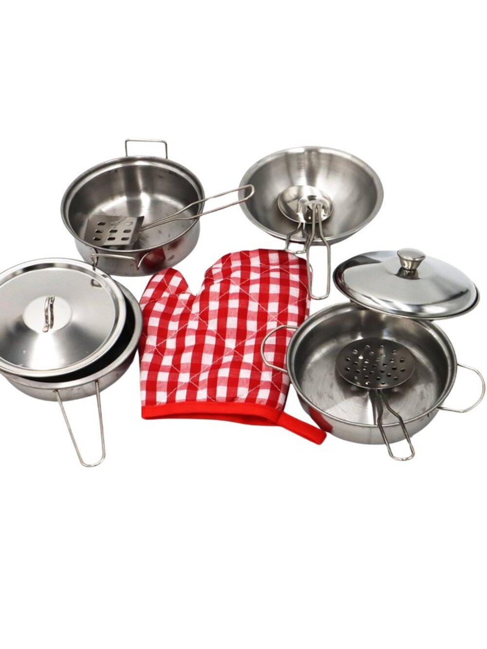 NWT Kids Stainless Steel Kitchen Accessory Set – 11pc Cooking Toy Kit - Picture 8 of 13